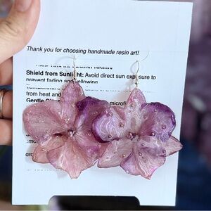 Handmade Purple Orchid Floral Earrings in resin